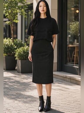 Kasper Basic Black Pencil Skirt Size 14P